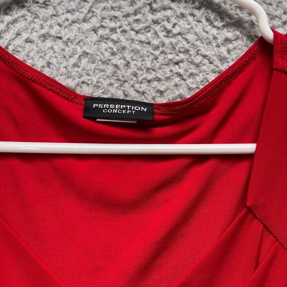 Perseption Concepts Tank Top Shirt Womens Large Red Sleeveless Blouse - Picture 8 of 11